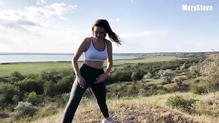 Fit girl is getting fucked right on the training outdoors