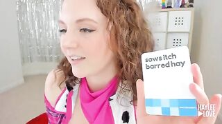 Redhead goddess Haylee shakes her ass on a red blanket
