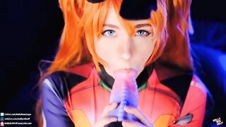 Redhead slut Asuka Langley gets her pussy filled with cum