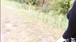 Asian babe gets fucked outdoors by a stranger in a new city