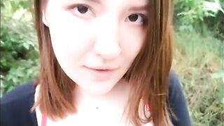 Asian babe gets fucked outdoors by a stranger in a new city