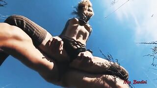 Skinny teen Mia Bandini gets fucked outdoors with a huge cock in passionate scenes