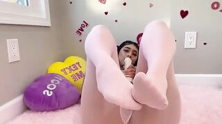 Violet Myers seduces herself in a sensual Valentine's Day encounter
