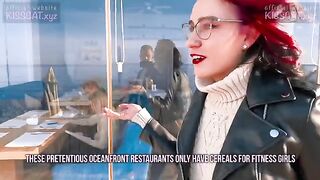 Kiss Cat loves breakfast with sausage - Outdoor sex with Russian student and public agent