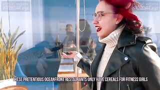 Kiss Cat loves breakfast with sausage - Outdoor sex with Russian student and public agent