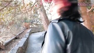 Kiss Cat loves breakfast with sausage - Outdoor sex with Russian student and public agent
