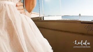 An adventurous couple has sex on an abandoned beach bar in a daring escapade