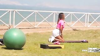 Hot gym teacher from Peru caught in steamy workout session