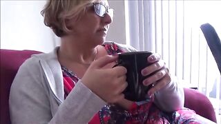 The step mom welcomed her step son with open arms and big boobs