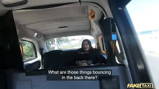 Fake taxi ride with Sabien Demonia in fishnets ends roughly