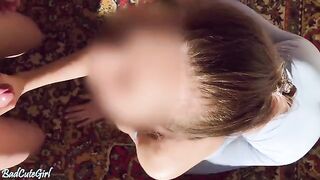 A cute girl had sex in yoga pants and got cum on her face