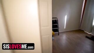 The cute girl makes a naughty show for her followers, but she was interrupted
