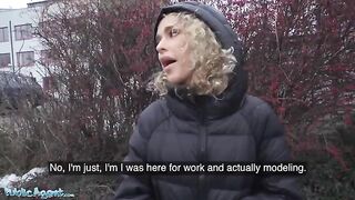 Public Agent Curly haired petite Spanish babe Geishakyd gets fucked doggystyle in the hallway for cash