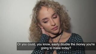 Public Agent Curly haired petite Spanish babe Geishakyd gets fucked doggystyle in the hallway for cash