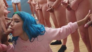 Min Galilea swallows 64 huge cumshots in an incredible mouthful bukkake scene