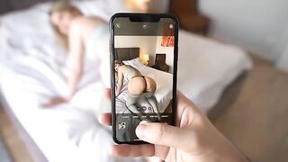 My stepsister distracted me from work and got a huge cumshot in her pussy