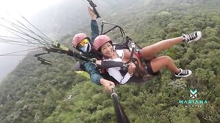 Colombian actress Mariana Martix squirts while paragliding