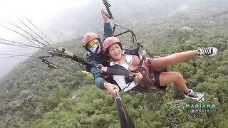 Colombian actress Mariana Martix squirts while paragliding