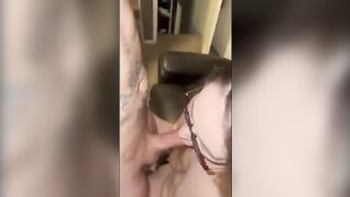 A wife gets fucked by a tattooed guy while her husband is away