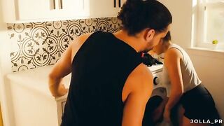 The husband helped with the laundry and got intimate rewards