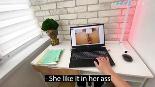 A stepson was caught jerking off while looking at his sexy stepmom in a compromising photo
