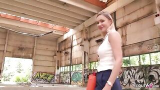 Hot blonde with huge boobs Verena Maxima gets fucked on the street by Public Agent