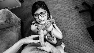 A young woman auditions for a porn scene, showcasing her skills in a unique setting