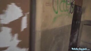 An 18-year-old babe fucks a big cock for money in the basement