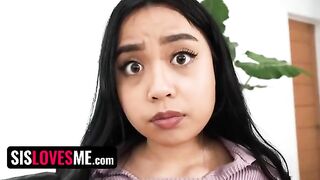 The lucky stepbrother fucks big tits of his stepsister Luna Mills to keep secrets