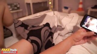 A stepbrother fucks his stepsister with a juicy ass at night