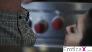 The hottest kitchen sex of the cute couple Af