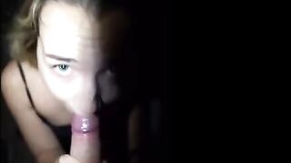 The girl was almost caught while having sex on a public playground, she swallowed everything