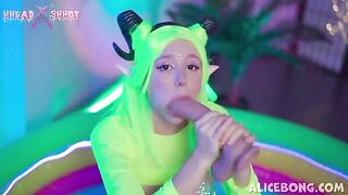A man made cumshot on the body of a hot girl