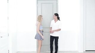Skinny blonde Madison Summers fucked in the kitchen with passionate intensity
