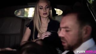 The driver got fucked with the busty bombshell in a steamy scene