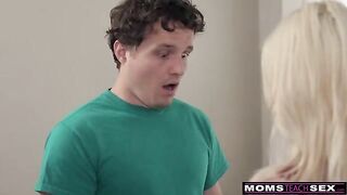 Stepson’s wildest fantasy is sex with a gorgeous MILF and being tucked in