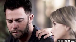 A petite blonde stays with her stepdad under certain conditions