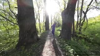 A guy masturbates outdoors and a girl swallows his cum