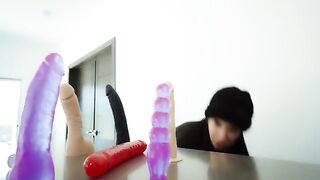 I fucked in my ass and pussy with neighbor's dildo until I squirt
