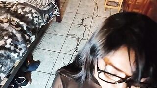 A stunning model gets her face covered with cum after intense action