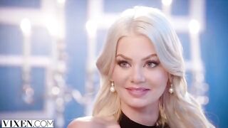 A stunning blonde gets her long-awaited package in the mail