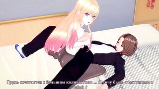 A schoolgirl dressed up as a bunny has sex with a guy