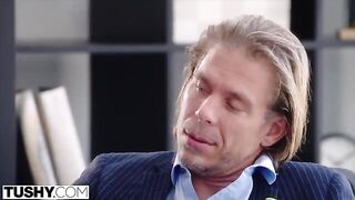Horny temp Hazel gets her ass gapped by the boss in TUSHY style