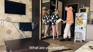 A hot MILF without panties seduced a young guy and fucked hard