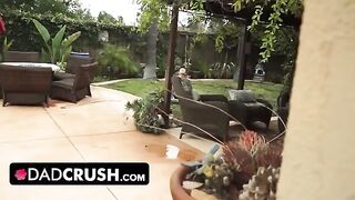 Fit babe lets her stepdad finger and fuck her by the pool