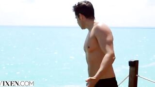 Petite brunette Gianna Dior gets fucked on a desert island