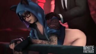 Hentai compilation with a lynx from the Fortnite universe in 3D animation