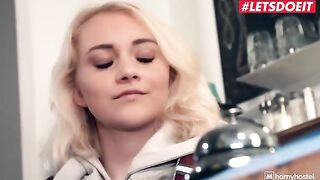 The petite blond girl was fucked by a thief with a big cock in a surprise encounter