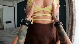 A hot beauty got her juicy pussy railed and cum on her tits