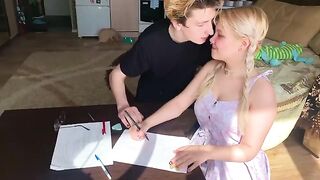 The student could not pass the subject, so she sucked the dick of a tutor
